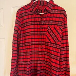 Hugo Boss Red Checkered Flannel Button-down